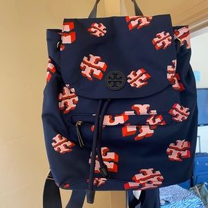 Tory Burch Nylon Printed Flap Backpack